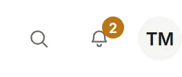 The bell beside the avatar, with its unread count