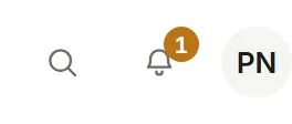The bell beside the avatar, with its unread count