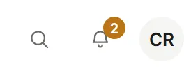 The bell beside the avatar, with its unread count