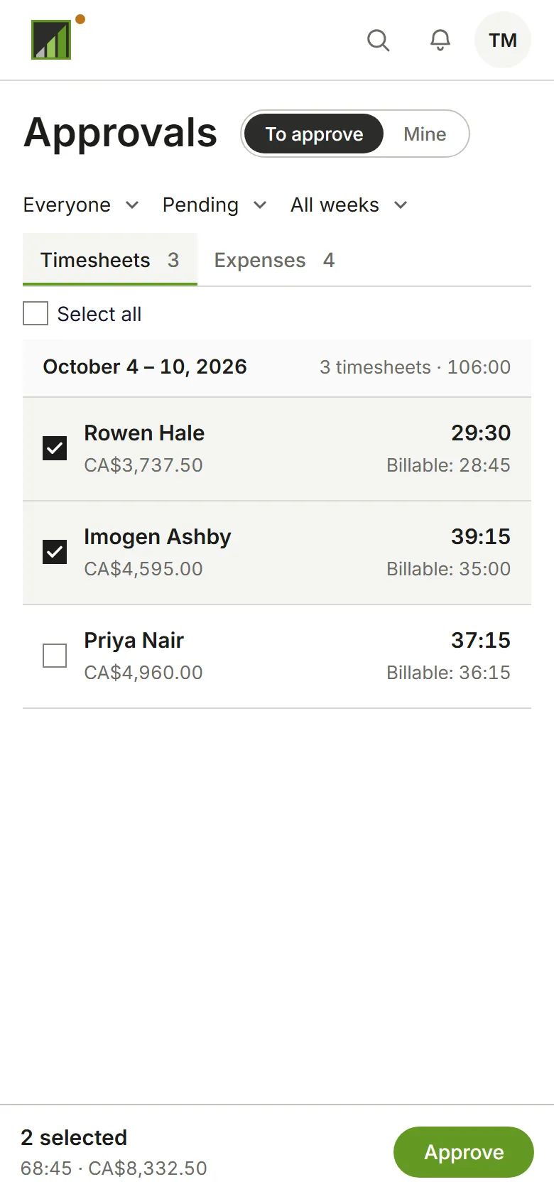 Two weeks ticked, and Approve 2