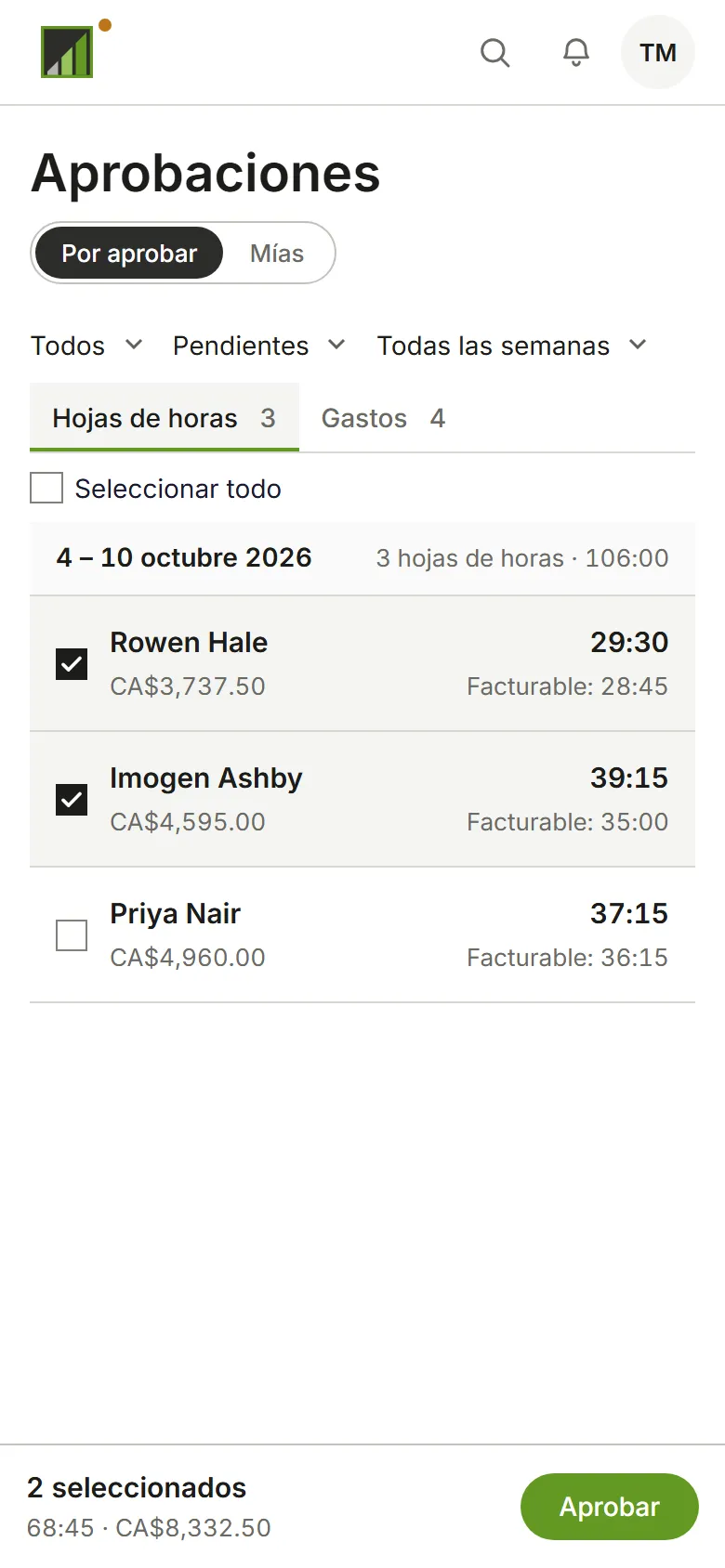 Dos semanas marcadas, y Aprobar 2