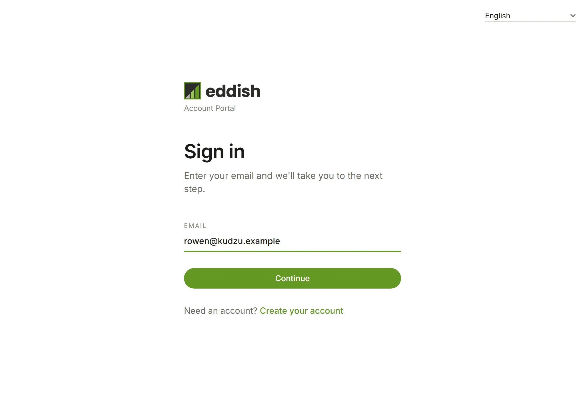 The sign-in page with an email address entered