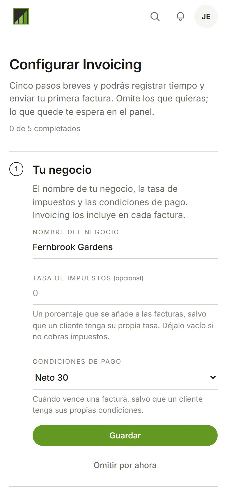 El panel de una cuenta recién creada, sin nada registrado todavía