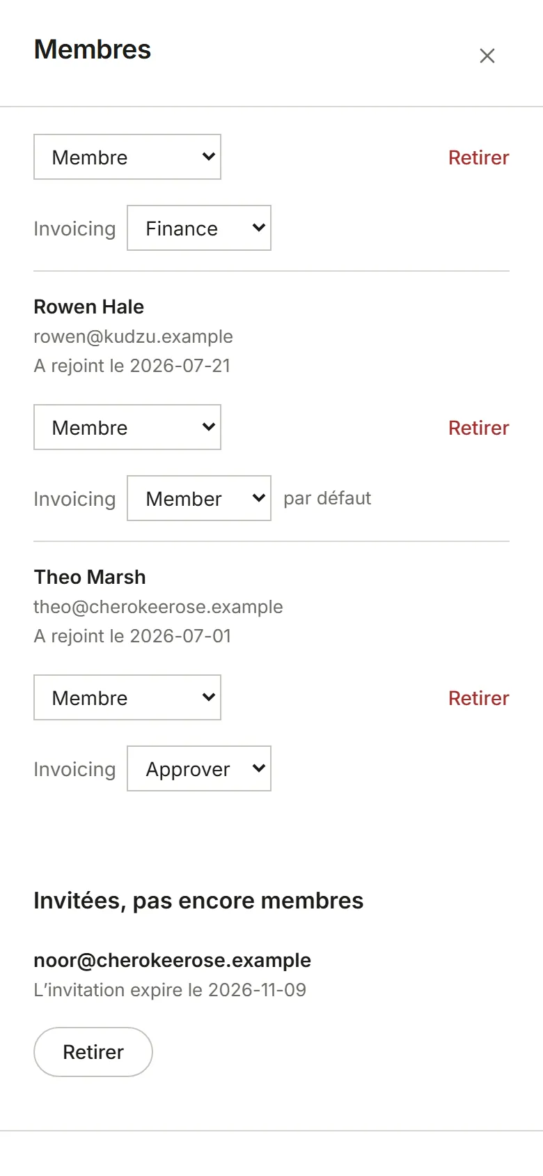 La page Membres montrant l'invitation sous Invitées, pas encore membres