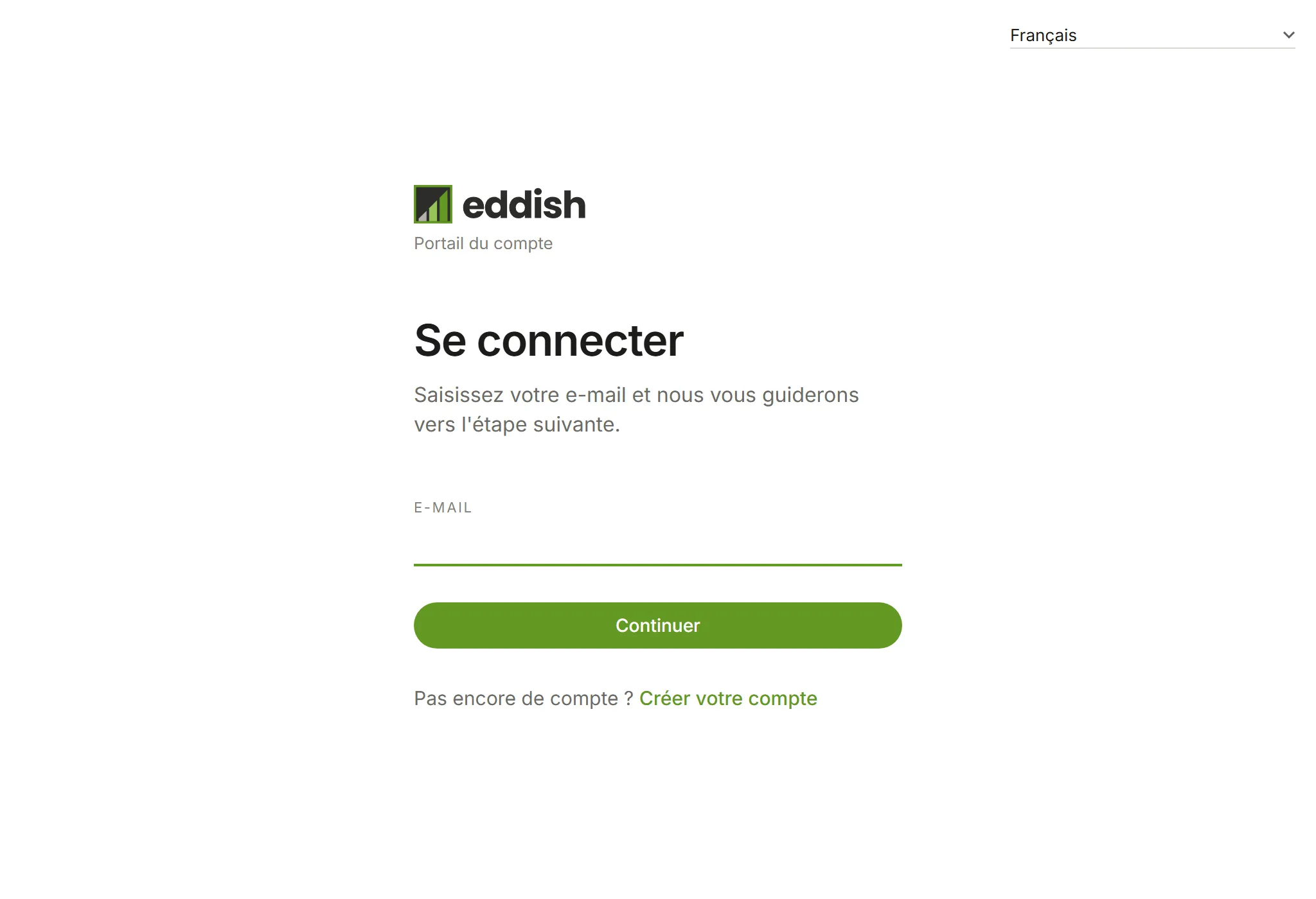 The sign-in page in French, with the language list in its corner