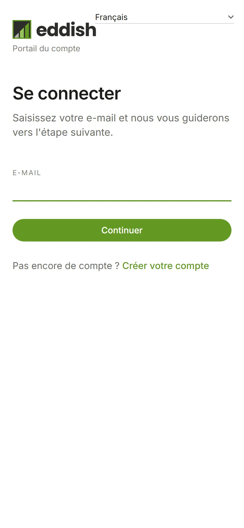 The sign-in page in French, with the language list in its corner