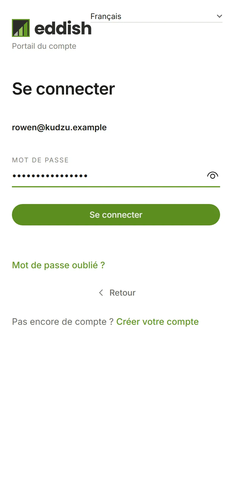 L'étape du mot de passe