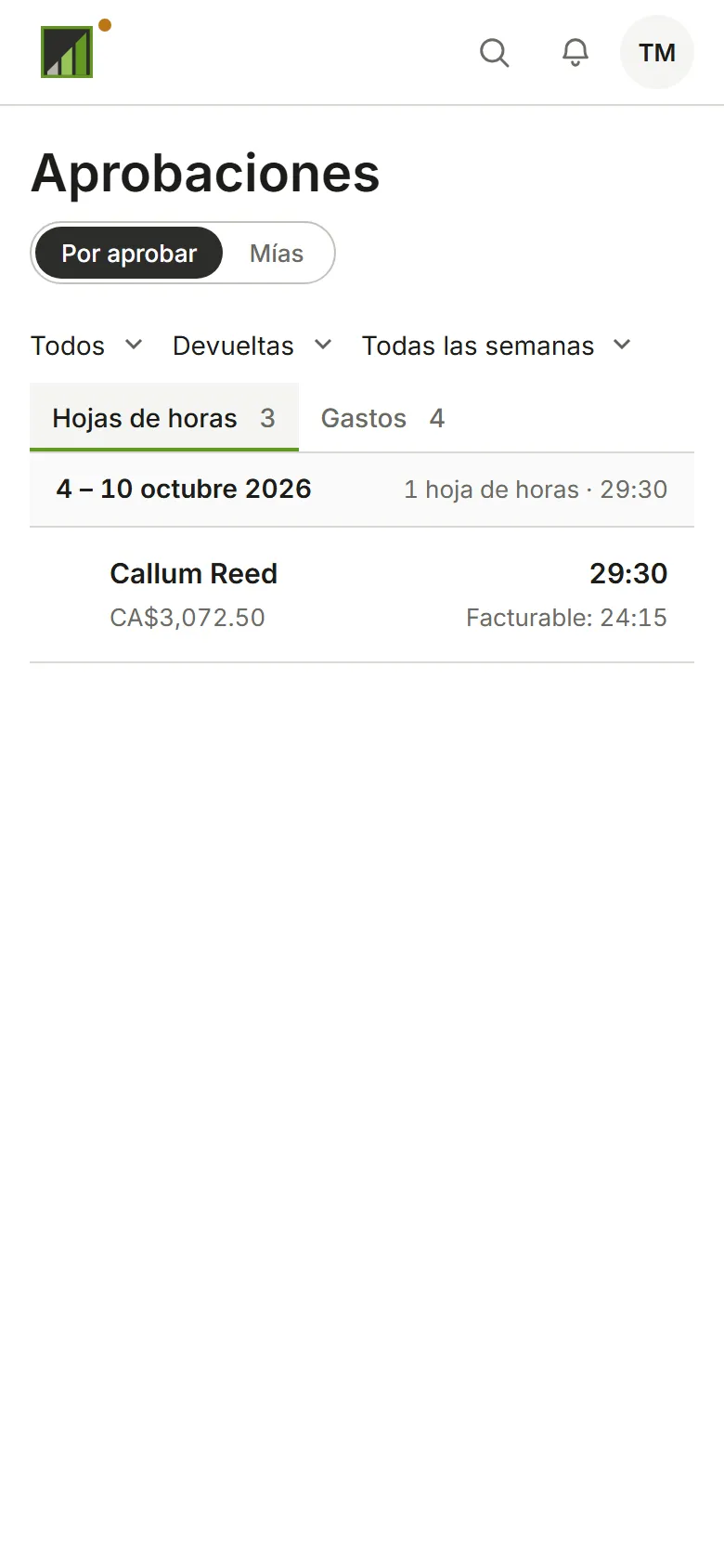 Semanas devueltas a su persona