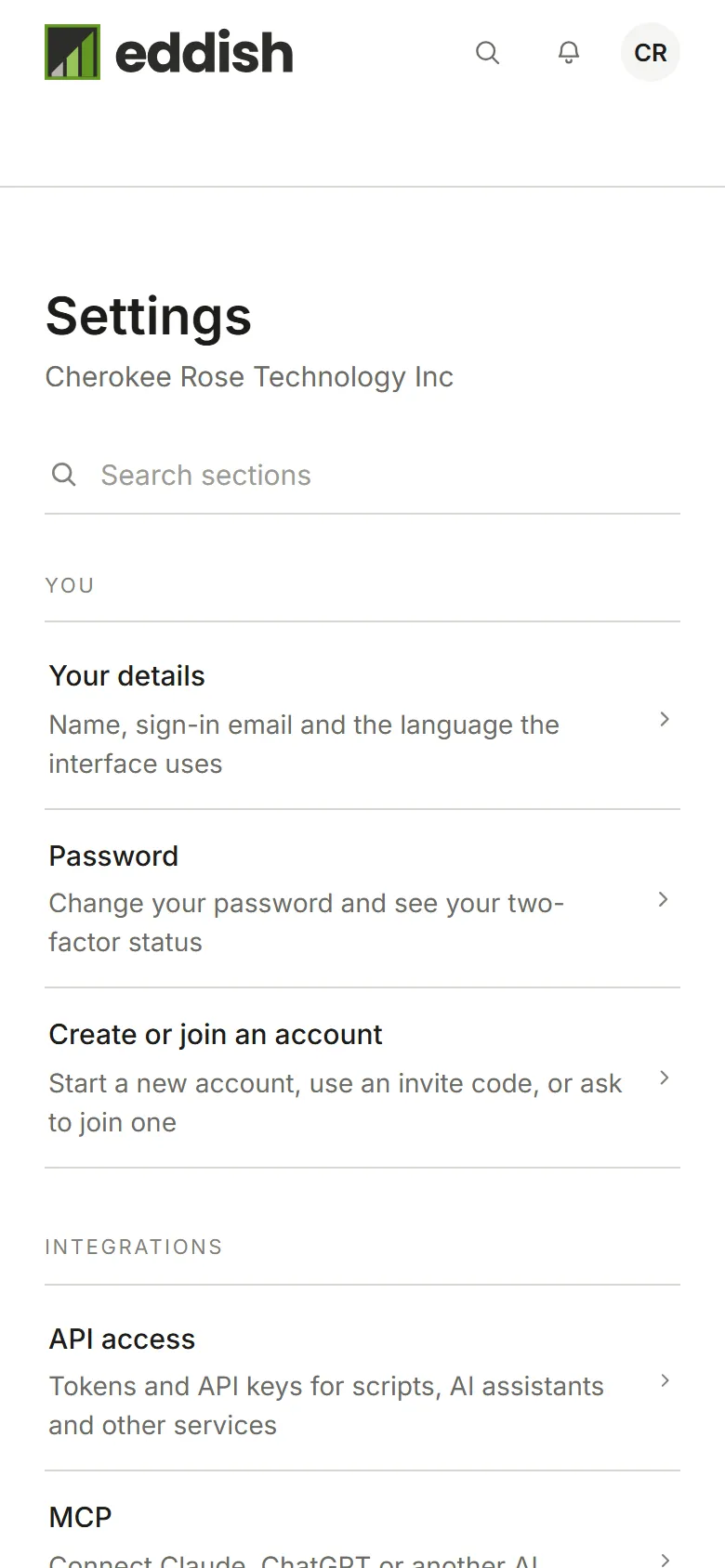 Account settings, with You and Account sections