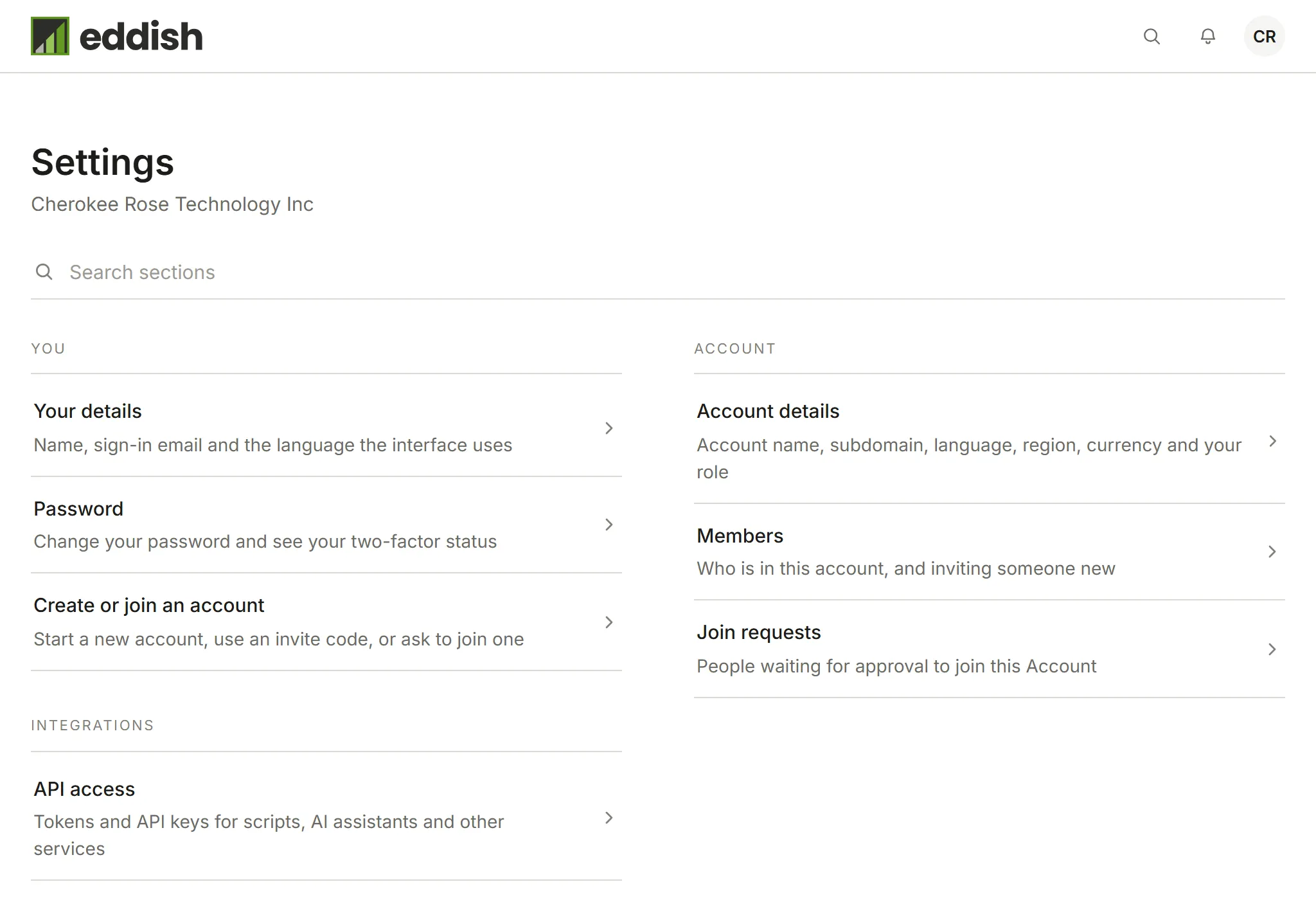 Account settings, with You and Account sections