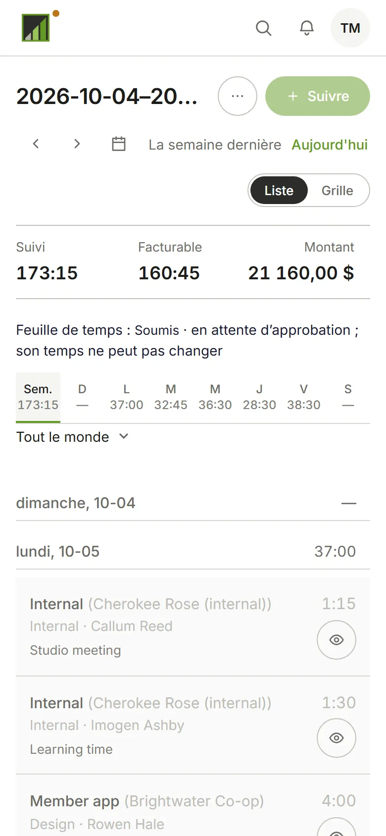 Une semaine soumise : en attente d’approbation, son temps verrouillé