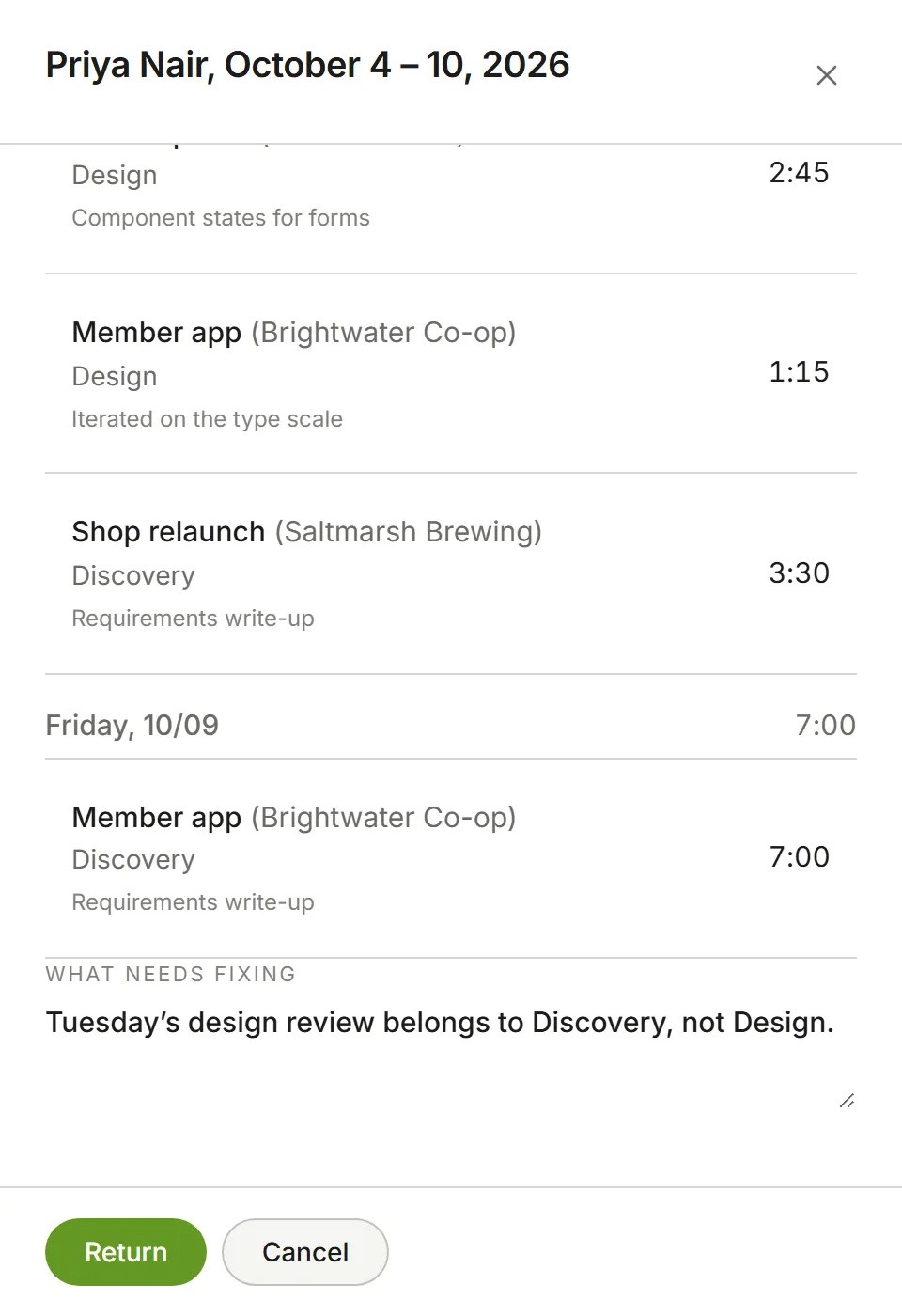 Returning a week: what needs fixing, then Return